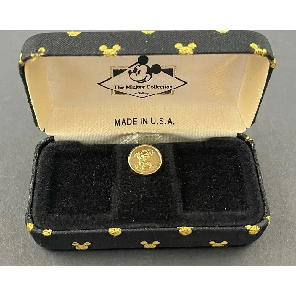 Disney Mickey Collection Golf Gold Tone Tie Pin Golfing Made USA Original Box